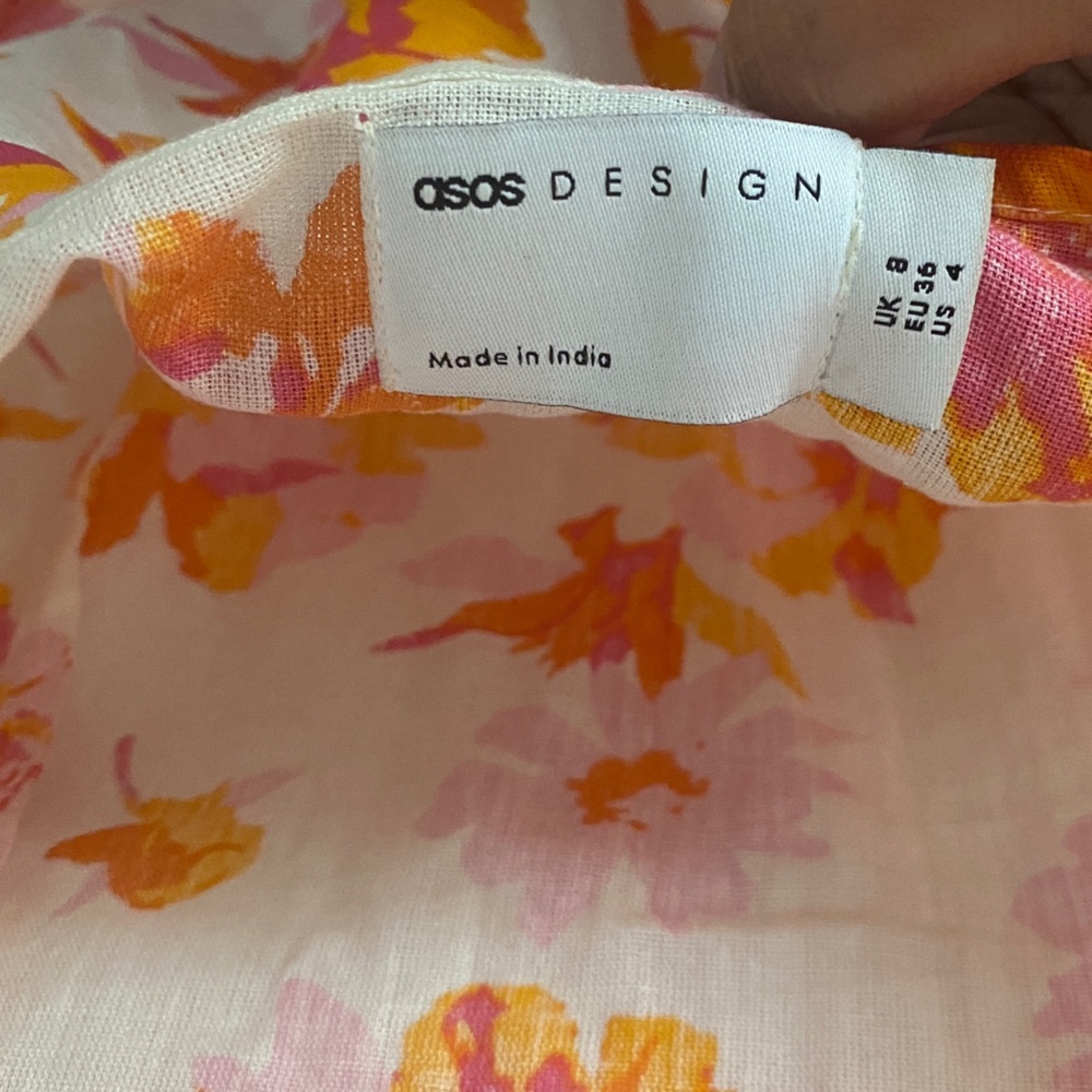 ASOS DESIGN Floral Summer Midi-Dress Backless Spaghetti Strap Pink & Orange Slit - Picture 11 of 12